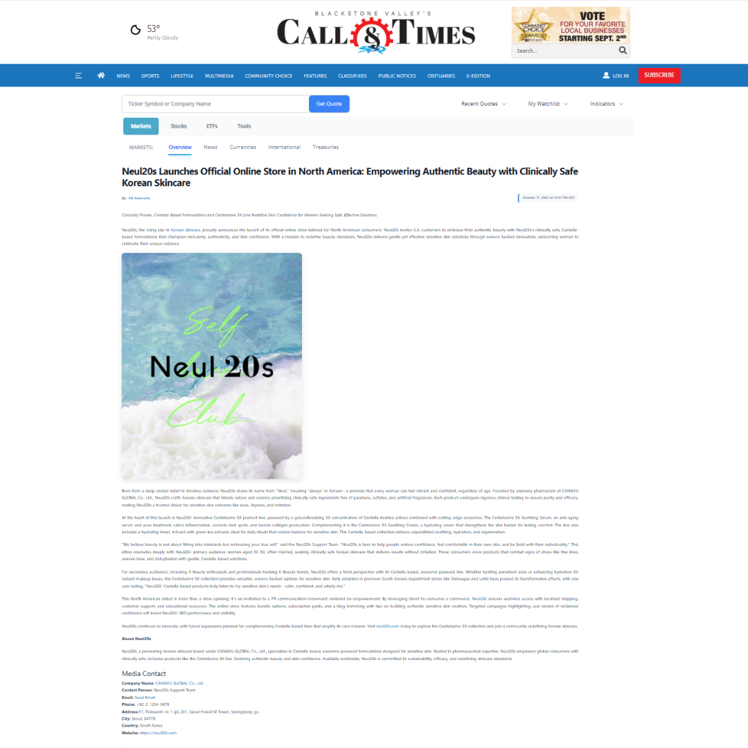 Neul20s Launches Official Online Store in North America: Empowering Authentic Beauty with Clinically Safe Korean Skincare